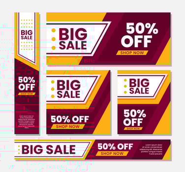 Set big sale banner template flat design vector