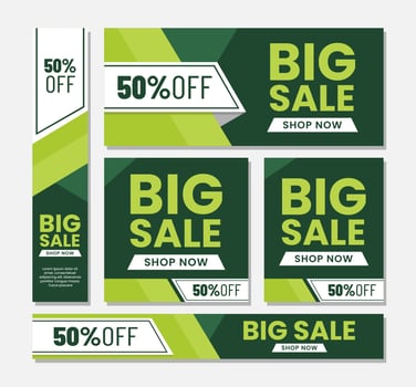 Set big sale banner template flat design vector