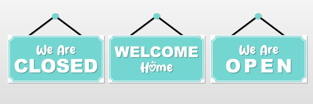 we are open we are closed printable board signs shop window and door hanging tag for business collection vector