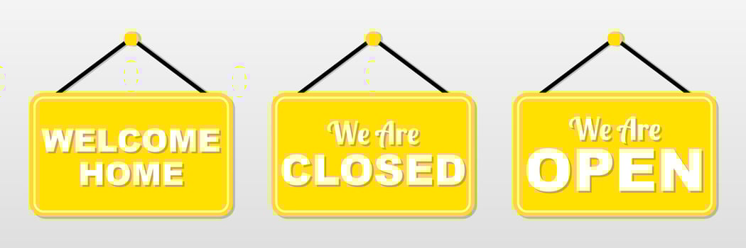 we are open we are closed printable board signs shop window and door hanging tag for home business vector