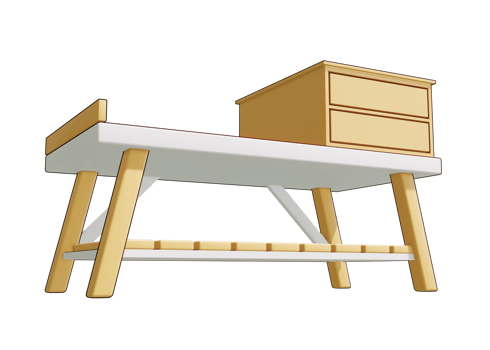 3d wooden table icon isolated object png
