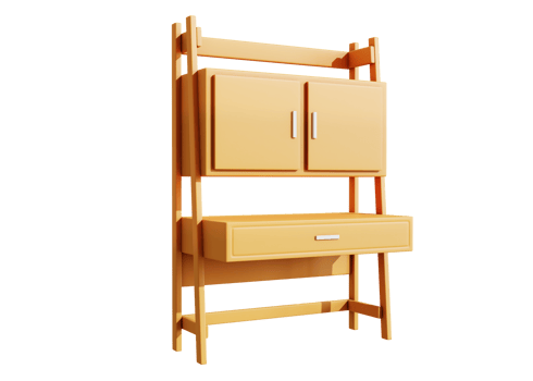 3d wooden table icon isolated object png