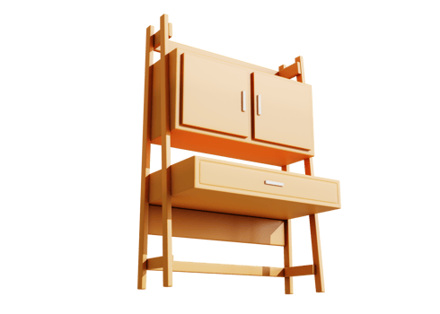 3d wooden table icon isolated object png