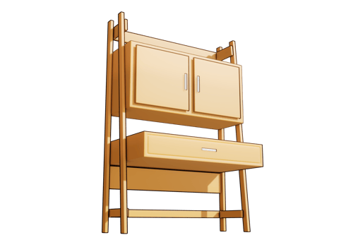 3d wooden table icon isolated object png