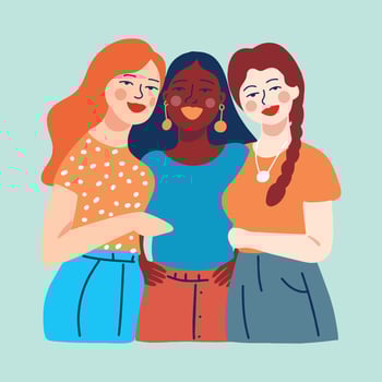 group of diverse modern women vector