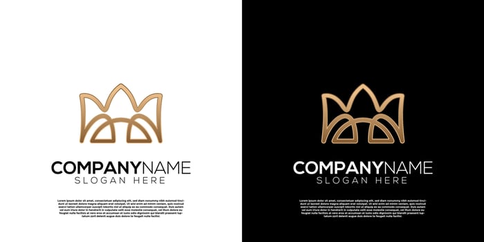 Vector golden crown m letter  logo. Creative logo inspiration