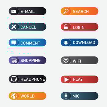 A screen with different buttons for a phone, including a chat, chat, and a microphone. vector