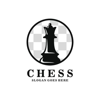 Queen chess logo design vector illustration