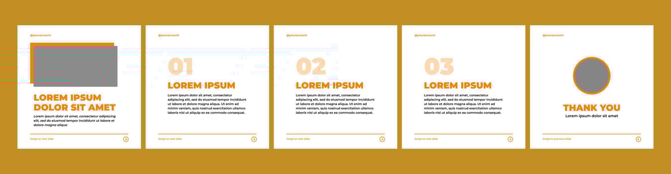 carousel template for social media post. orange theme social media template vector