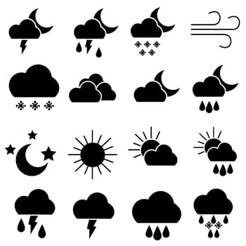 Weather icon vector set. Synoptic illustration sign collection. Weather forecast symbol or logo.