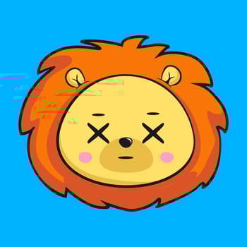 Lion Dizzy X Eye Face Head Kawaii Sticker vector
