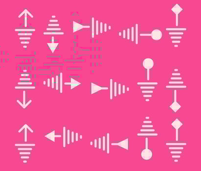 Geometric line plane figure pattern with colored background, triangle, circle, diamond, rhombus, arrow, free vector