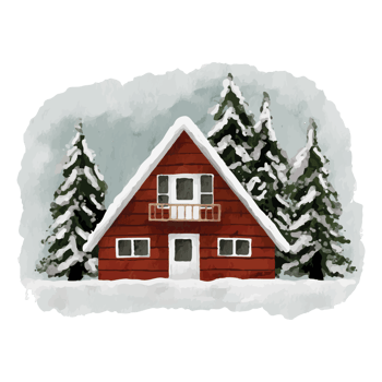 Winter House Clip art Element Transparent Background png