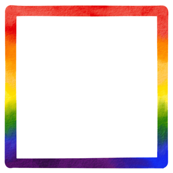 Rainbow rectangle frame with watercolor brush background png
