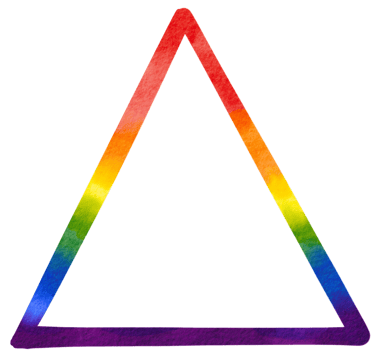 Rainbow triangle frame with watercolor brush background png