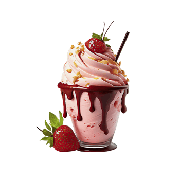 3D Render, Glass of Strawberry Milkshake With Straw Element. png