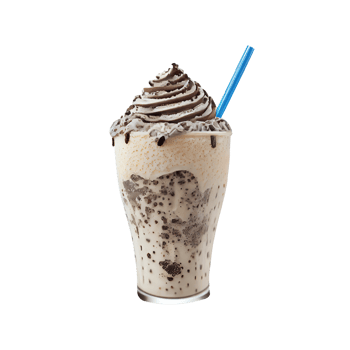 3D Render of Delicious Milkshake Glass With Choco Crumbs, Straw Element. png
