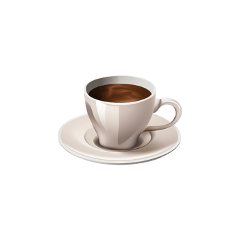 Isolated Brown Coffee or Tea Cup with Saucer 3D Icon on Transparent Backgorund. png