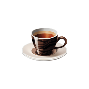 Isolated Brown Coffee or Tea Cup with Saucer 3D Icon on Transparent Backgorund. png