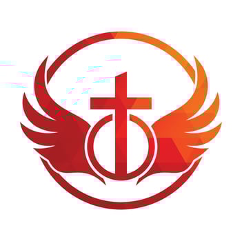 Church logo. Bible, Jesus' cross and angel wings. Wings church logo design icon. vector