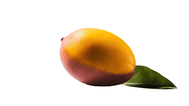 Isolated Marian Plum with Green Leaf on Background, . png