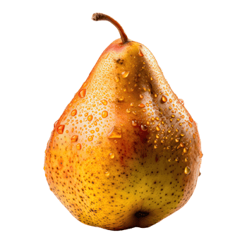 Ripe Pear with Water Drops on Transparent Background. Digital Illustration. png