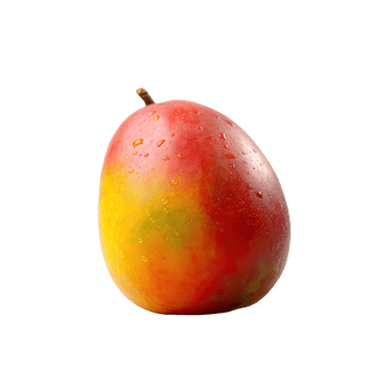 Alphonso Mango with Water Drops on Transparent Background. Digital Illustration. png