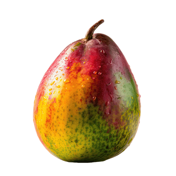 Ripe Pear with Water Drops on Transparent Background. Digital Illustration. png
