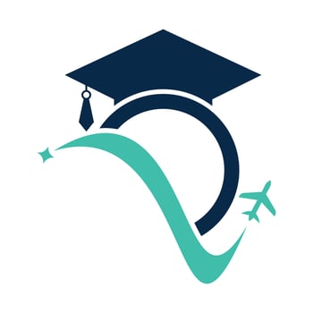 Study travel logo design template. Education hat and air plane logo design logo.. vector