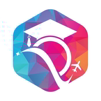 Study travel logo design template. Education hat and air plane logo design logo. vector