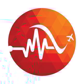 Pulse Travel Logo Template Design Vector. Heart beat and plane vector logo design icon.