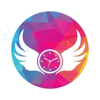 Wing Time Logo Template Design Vector. wings clock logo vector design.