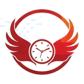 Wing Time Logo Template Design Vector. wings clock logo vector design.