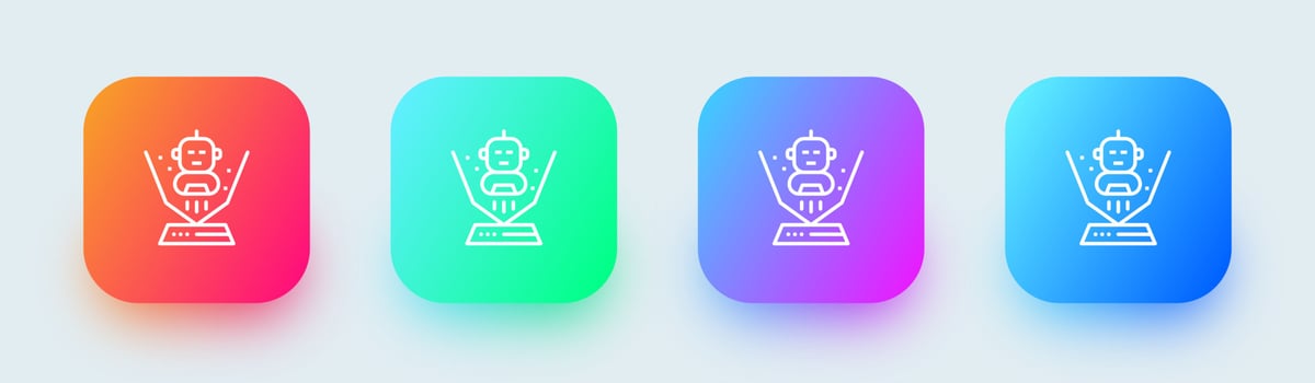 Hologram line icon in square gradient colors. Technology signs vector illustration.