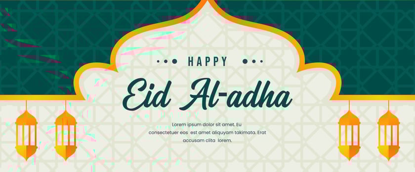 green and white islamic banner background for design.islami theme. eid al adha vector