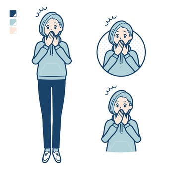 A Young woman in a hoodie with surprised images vector