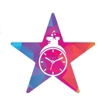 Time lab star shape concept logo vector design. Clock lab logo icon vector design.