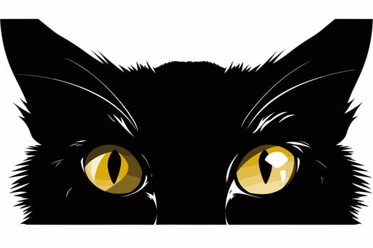 black cat with yellow eyes vector