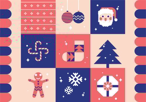 Christmas element set pattern vector holiday, mr santa, snow, december, x mas editable