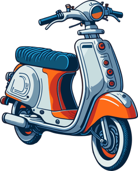 Scooter Cartoon Illustration with png