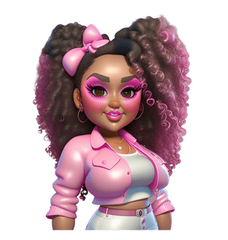 Woman in Pink Curly Hair Custom Colored png