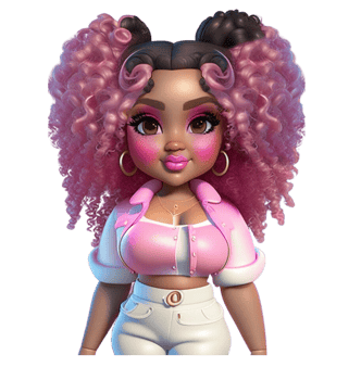 Woman in Pink Curly Hair Custom Colored png