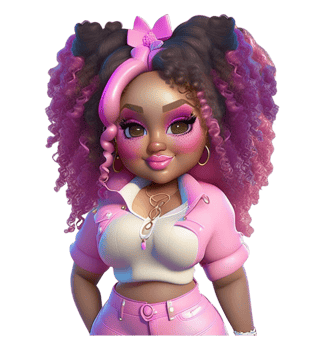 Woman in Pink Curly Hair Custom Colored png