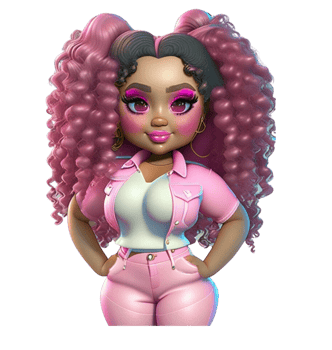 Woman in Pink Curly Hair Custom Colored png