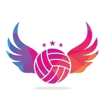 Volleyball and Wings vector illustration. Volleyball with wings logo vector. Flying Volleyball vector design