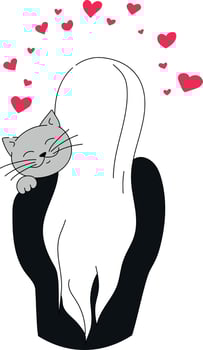 Girl is hugging a cat. Love my pet theme. Simple hand drawn vector art