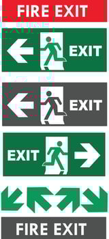 Exit Signs designs suitable for emergency and safety vector