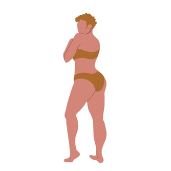 Woman standing back view. vector