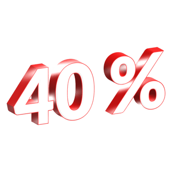 3d numbers 40 percentage red png
