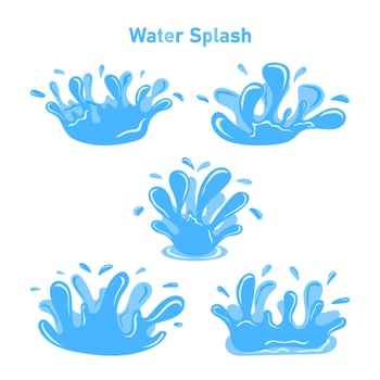 Set of abstract flat blue water splash collection vector